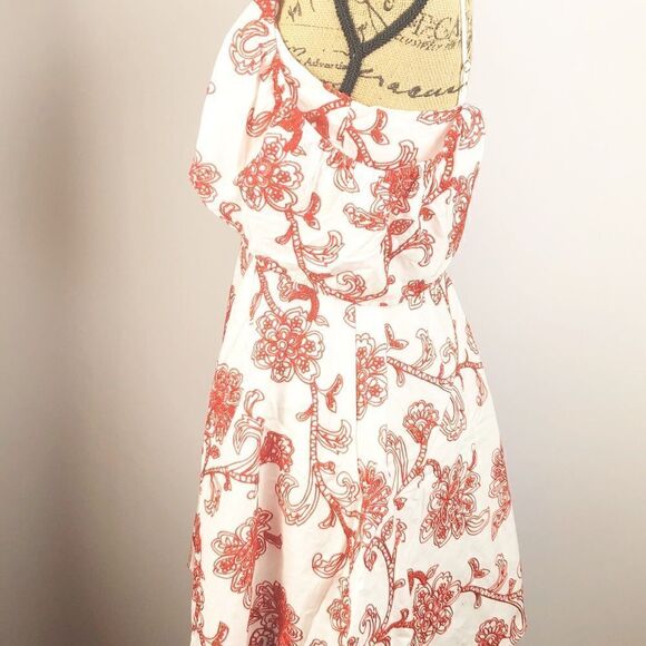 Floral Embroidered Cold Shoulder Fit Flare Dress - Picture 4 of 8